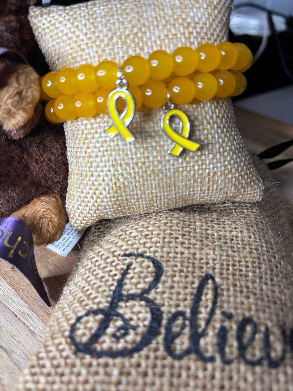 Yellow Awareness Ribbon Bracelet
