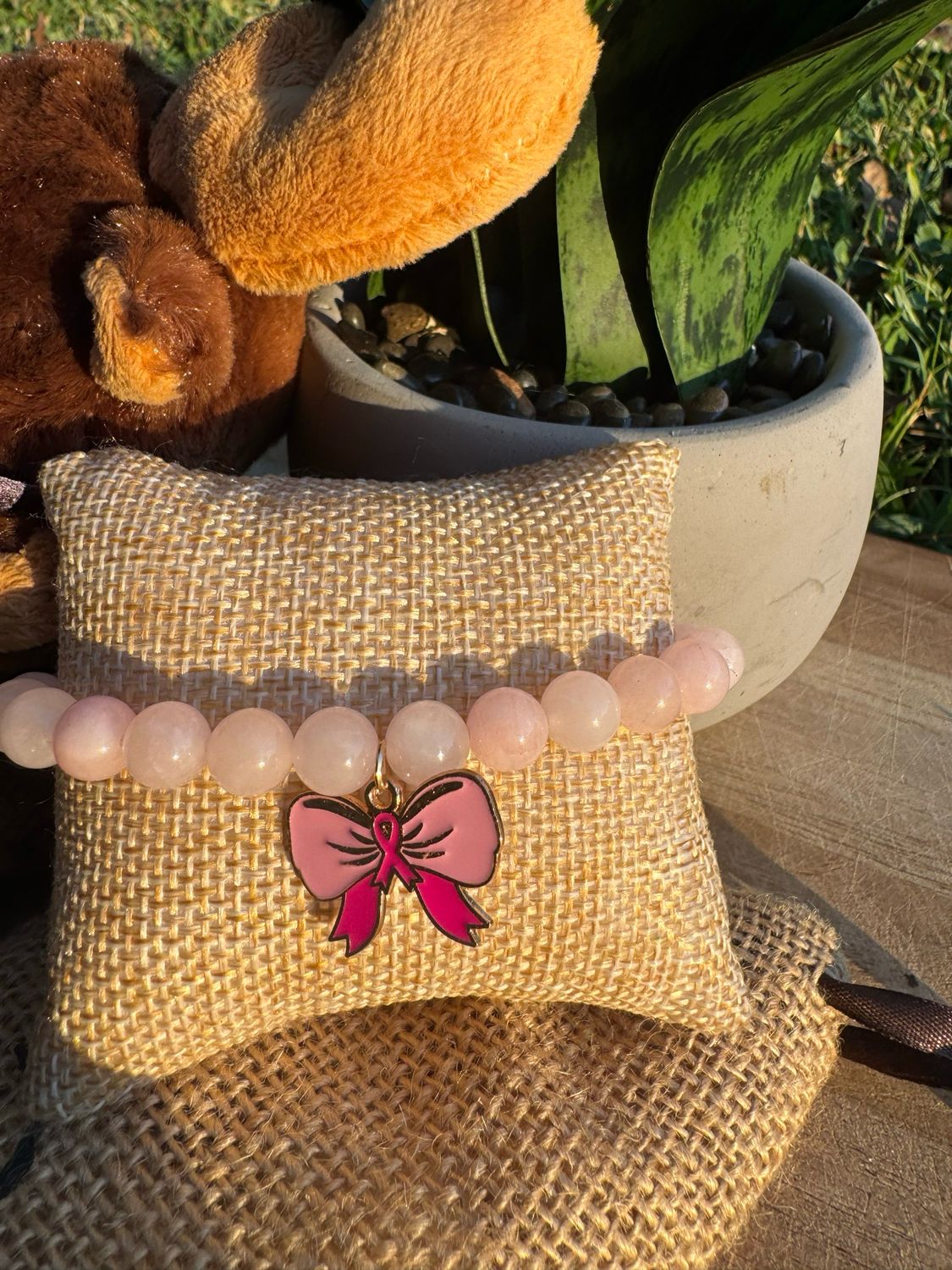 Pink Ribbon Bow Bracelet – Breast Cancer Awareness