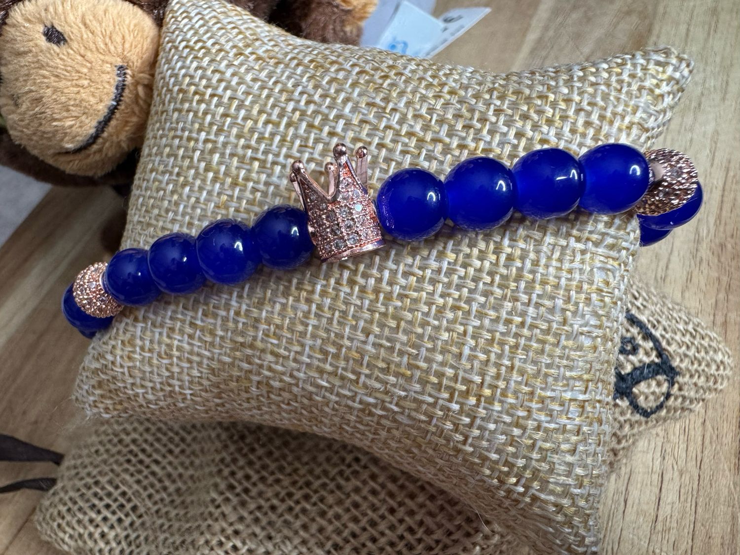 💙 Royal Blue Crown Bracelet with Rose Gold Accents — Royalty Collection