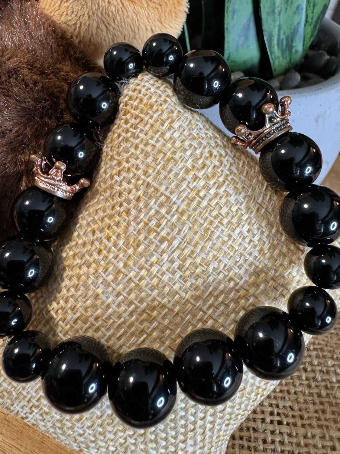 King &amp; Queen Black Onyx Crown Bracelet – Royalty Collection