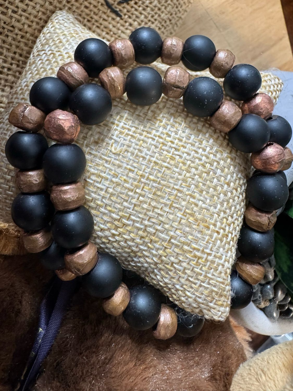 Black Onyx &amp; Copper Accent Bracelet – Strength &amp; Grounding