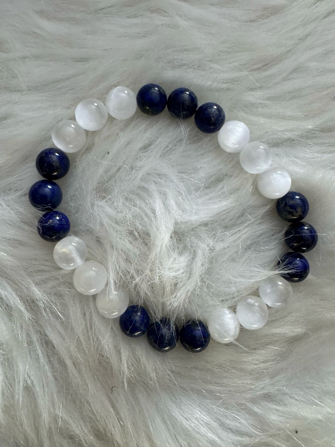 Lapis Lazuli &amp; White Cat’s Eye Bracelet – Wisdom, Clarity &amp; Inner Peace | Crystal Energy Bracelet
