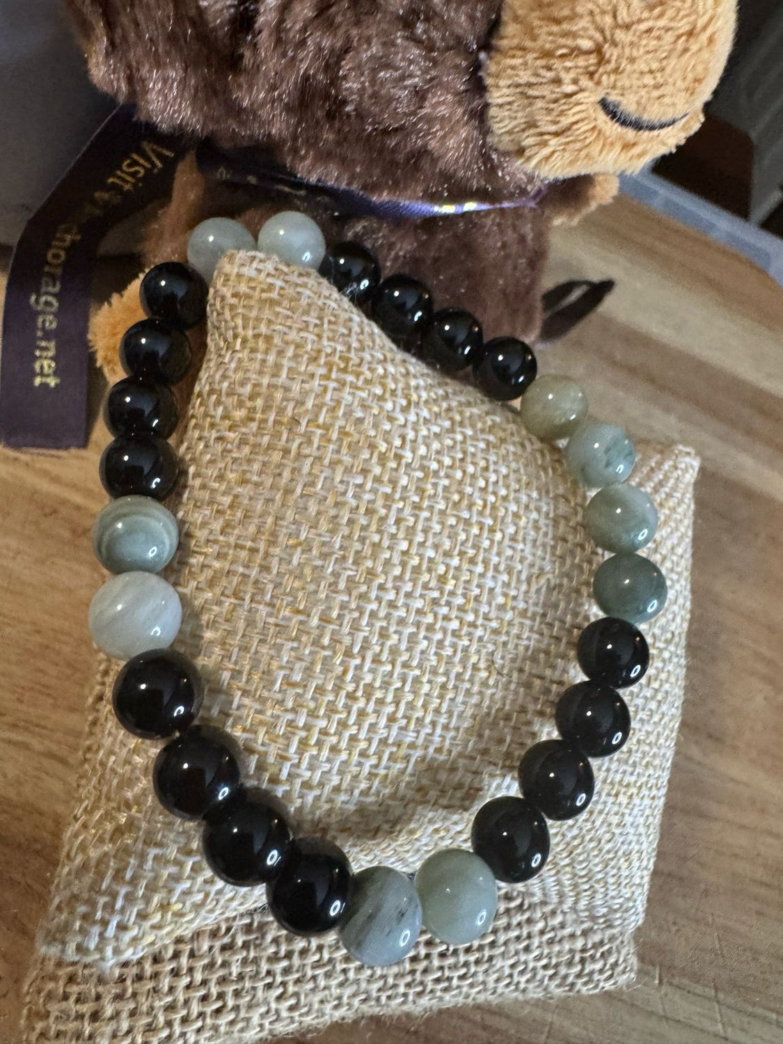 Black &amp; Gray Agate Balance Bracelet – Grounding, Focus &amp; Emotional Strength