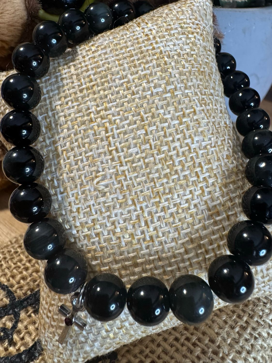 Black Obsidian Cross Bracelet – God Got Us Collection
