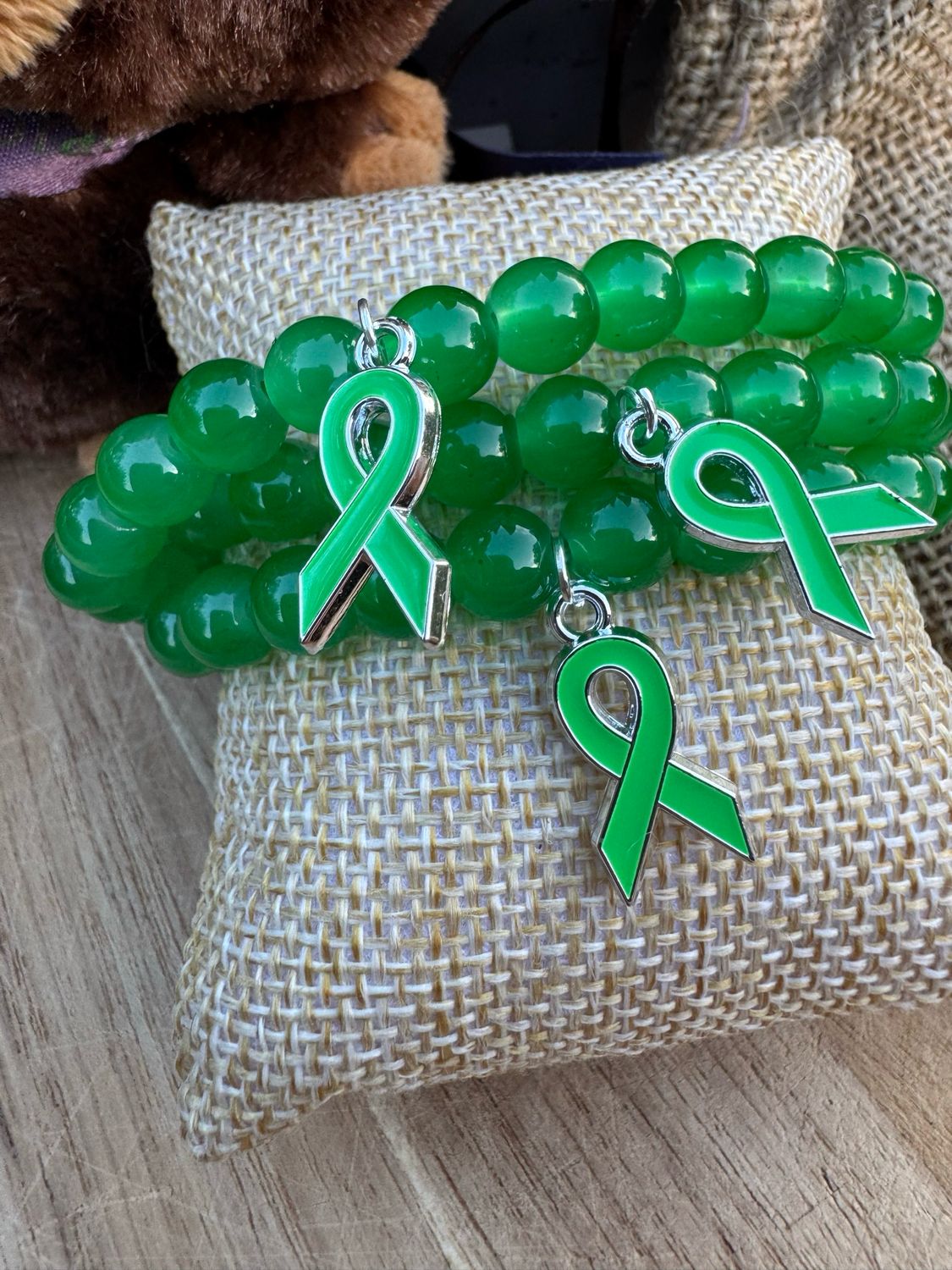 Green Mental Health Awareness Ribbon Bracelet