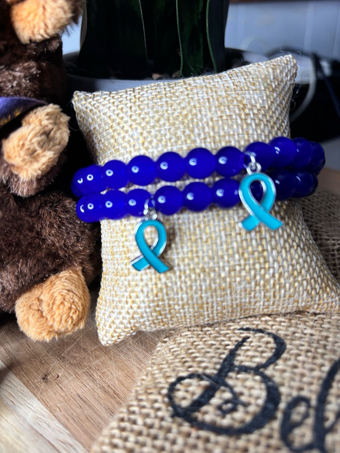 Light Blue Awareness Ribbon Bracelet