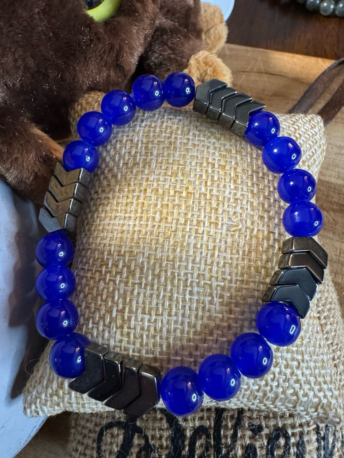 Blue Jade &amp; Hematite Arrow Bracelet