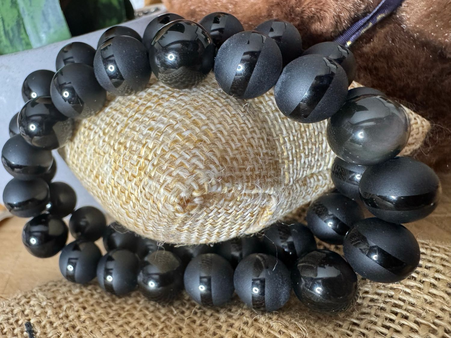 Matte &amp; Polished Black Onyx Bracelet