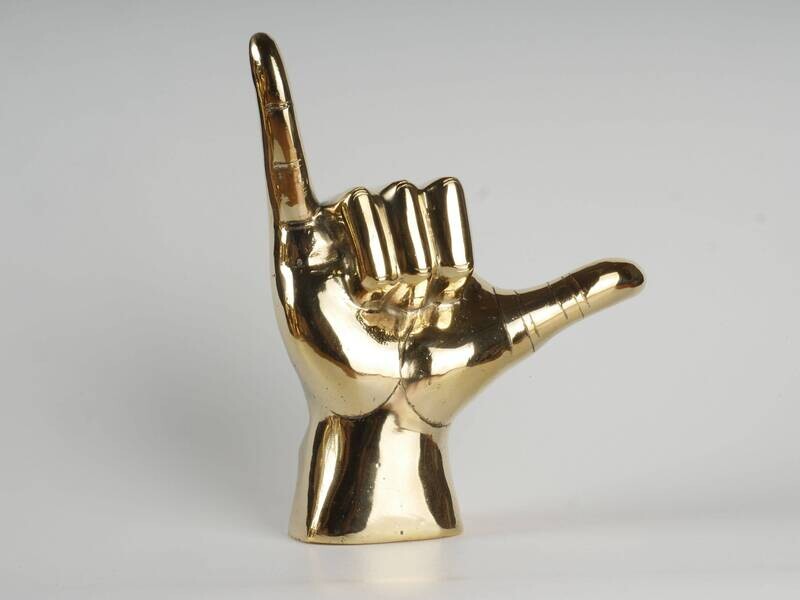 The Shaka Hand - Mahalo Hand - Hang Loose - Brass Hand Sign - Solid Brass Accessory - Brass Mahalo - Brass Shaka Hand