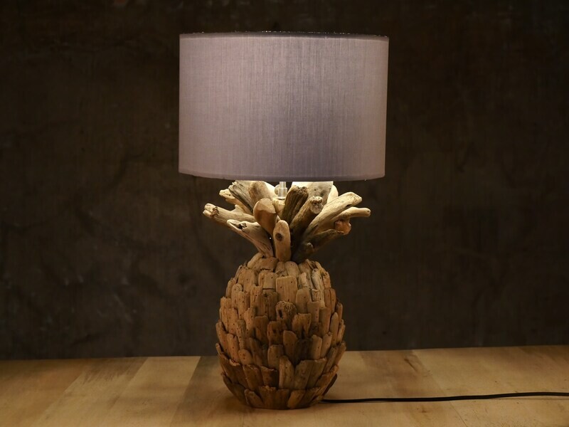 Driftwood Pineapple Table Lamp - Pineapple Lamp Shade - Pineapple Accent Table Lamp - Home Decor Lighting - Driftwood Lamp