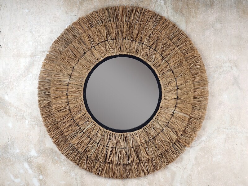 The Raffia Circle Mirror - Natural Wall mirror - Raffia Mirror - Rectangle Mirror