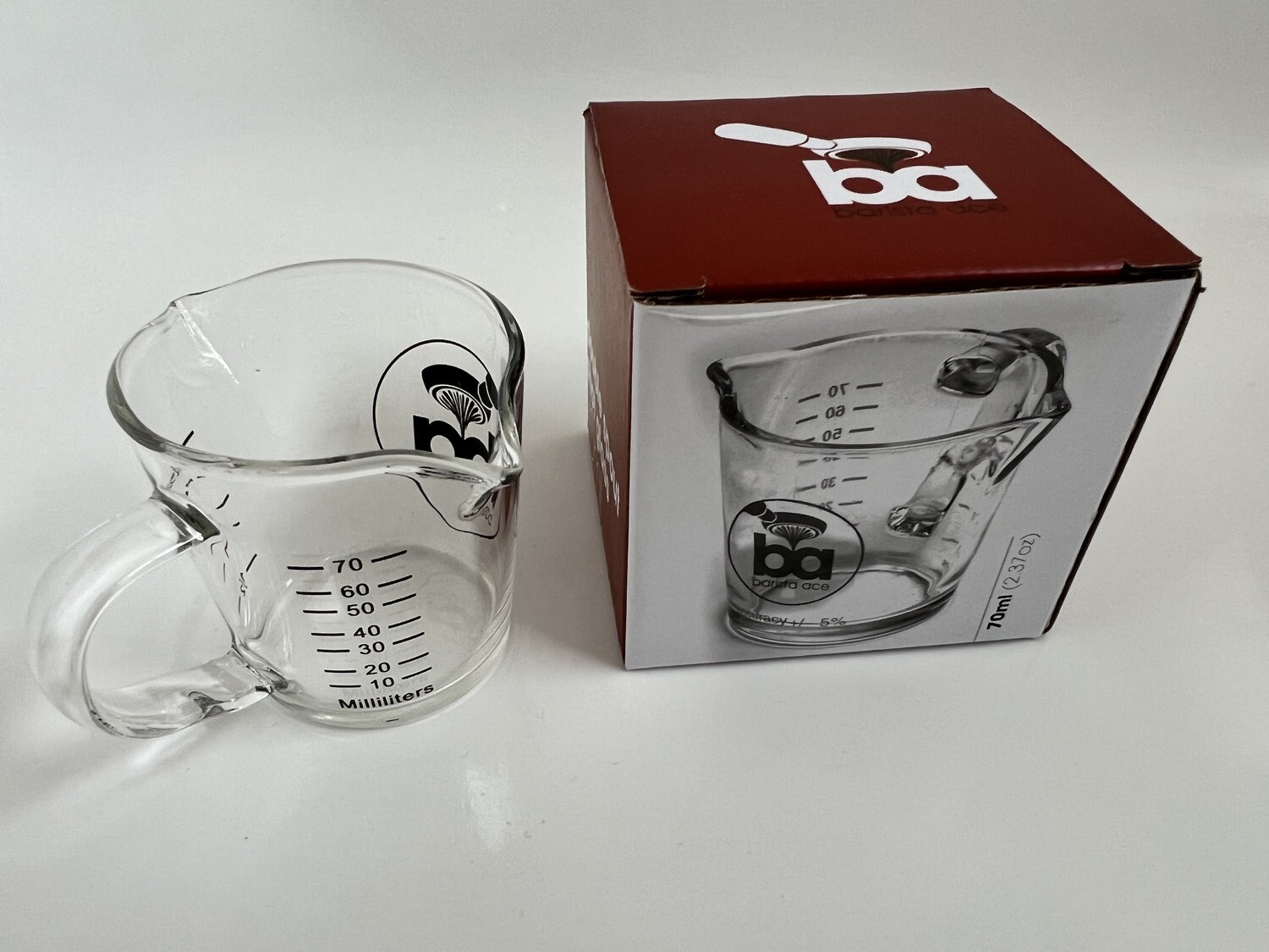 Barista Ace Double Spout Shot Glass - 2.4oz/70ml