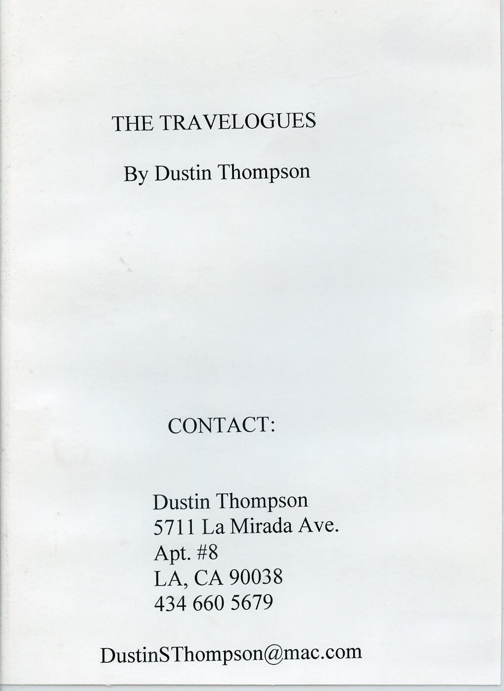 Dustin Thompson - The Travelogues