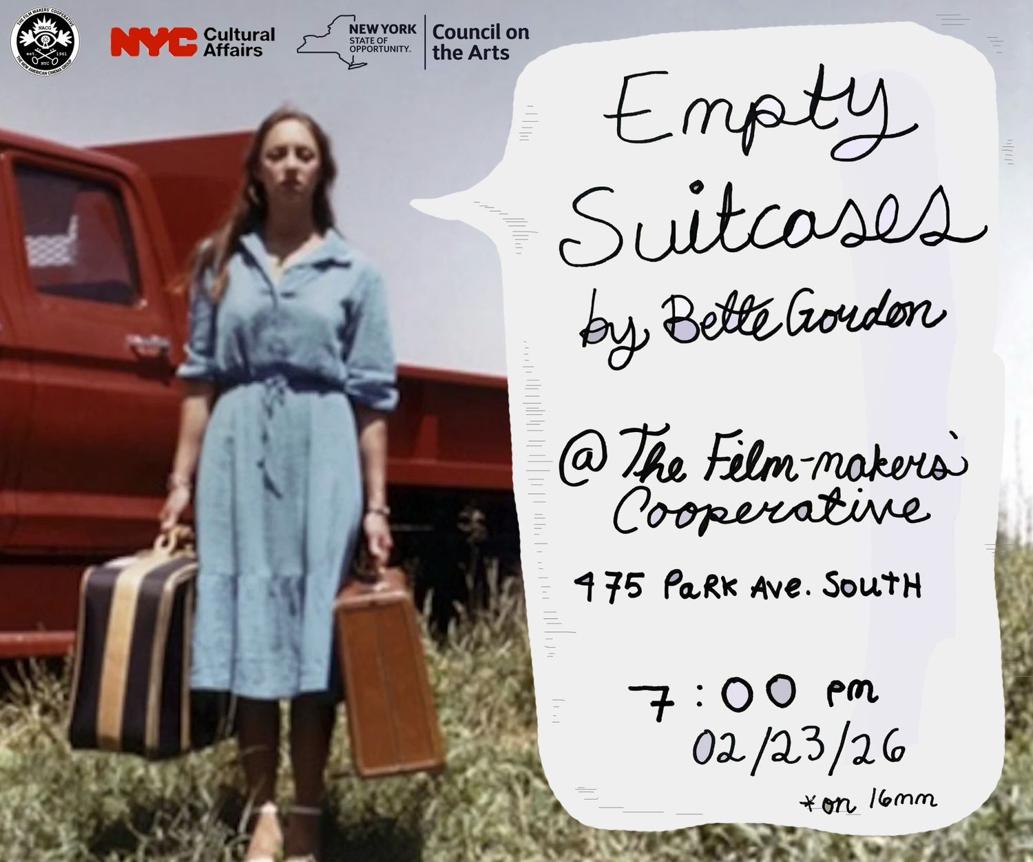 Bette Gordon’s EMPTY SUITCASES on 16mm