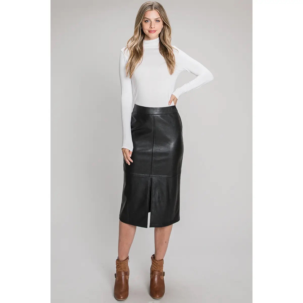 Jude Leather Skirt - Black