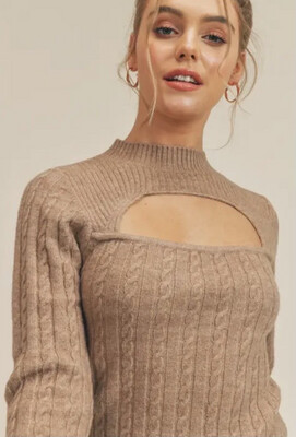 Collins Cut Out Sweater - Taupe