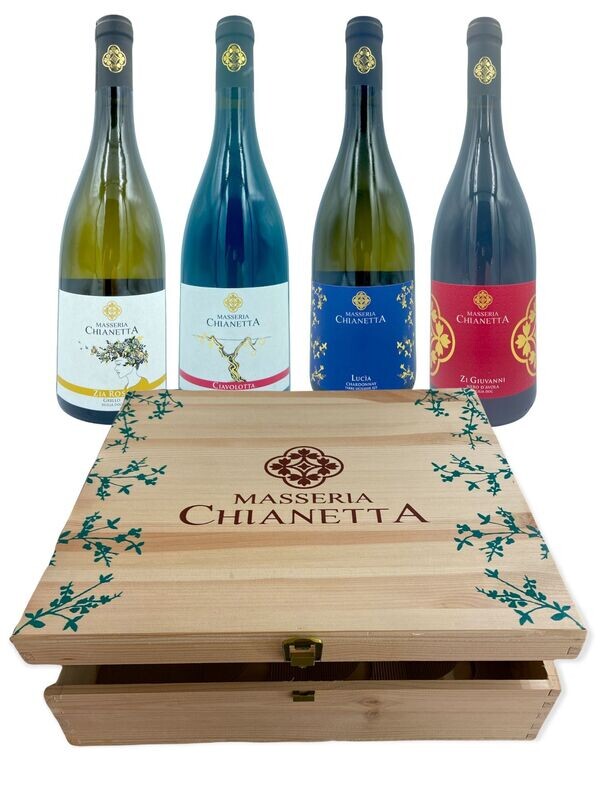 Cassetta in legno con 4 bottiglie da 0,75 lt