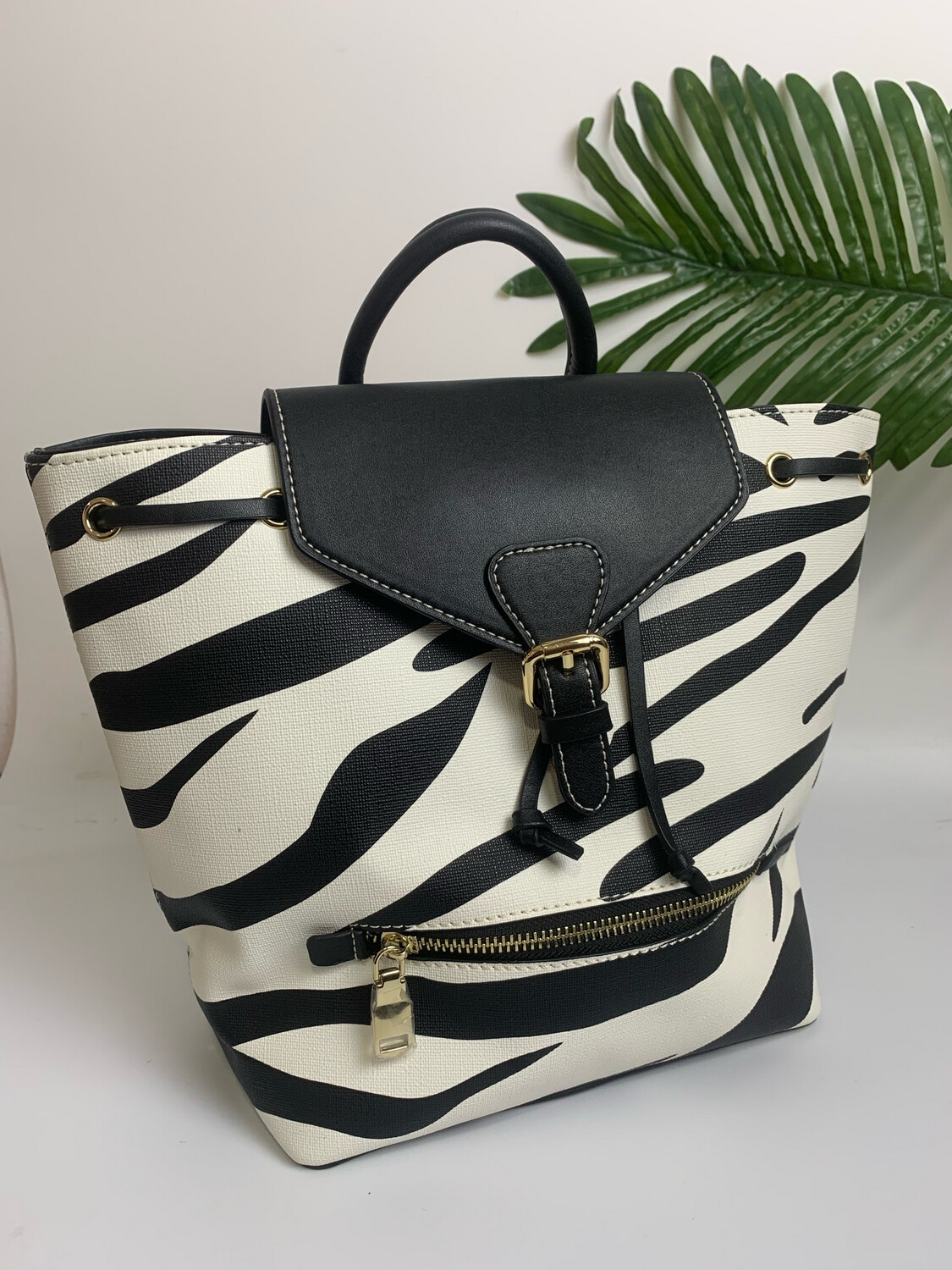 Black Zebra Print Mini Back Pack Bag