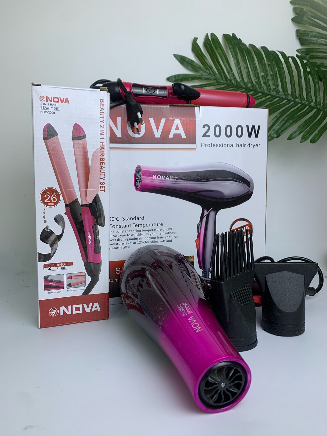 Nova All In One Hair Dryer And Straightener Set
