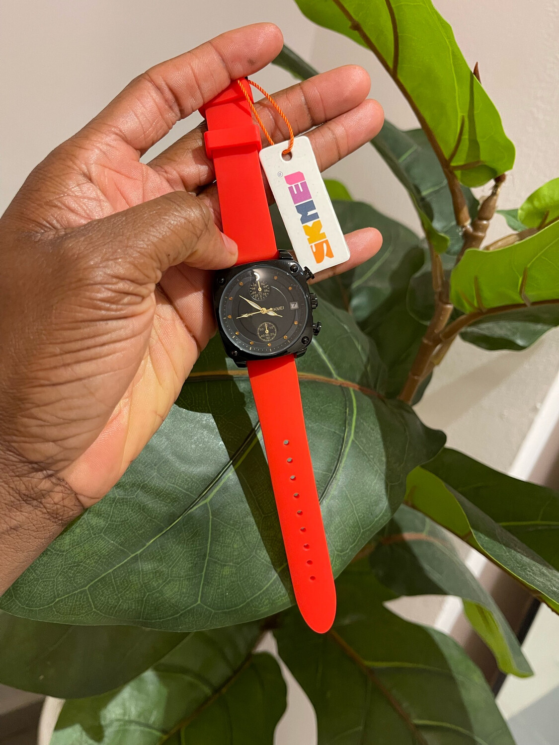 Skmei Red Strap Water Resistant Wristwatch For Women