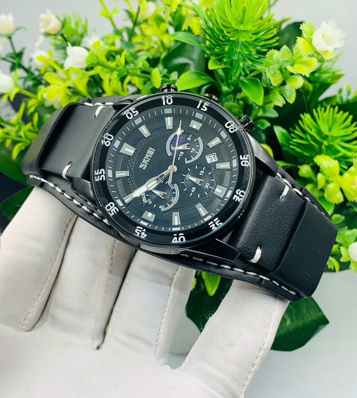 Black Leather Skmei Men’s Watch