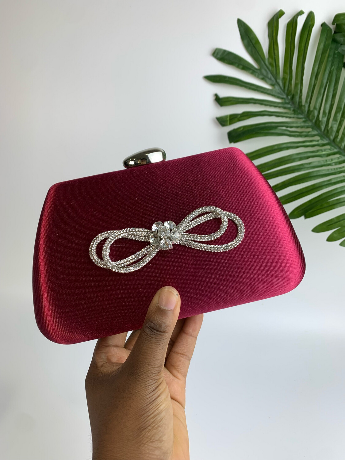 Wine Bow Bling Clutch