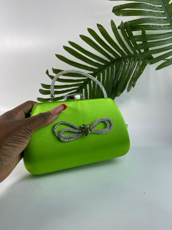 Neon Bow Bling Clutch