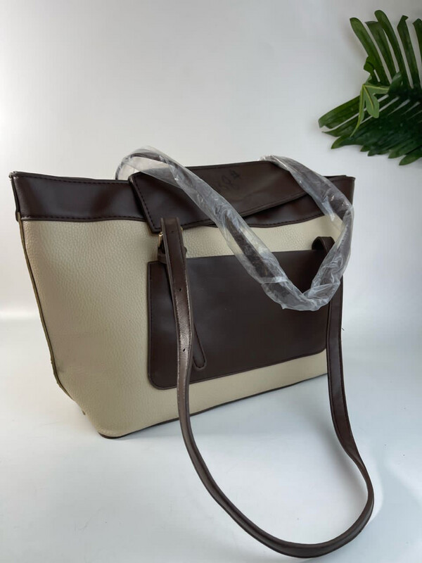 Brown Double Toned Shoulder Tote Bag