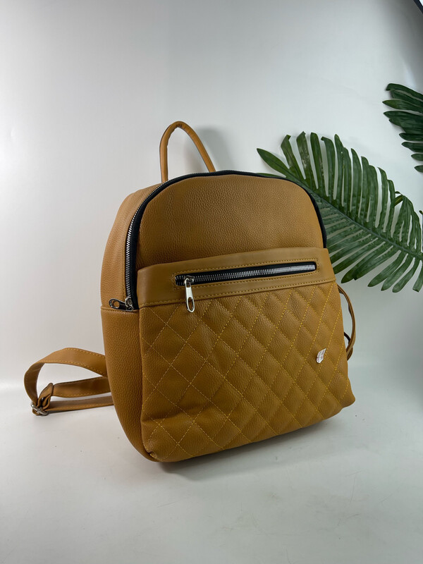 Mustard Yellow Quilted Backpack