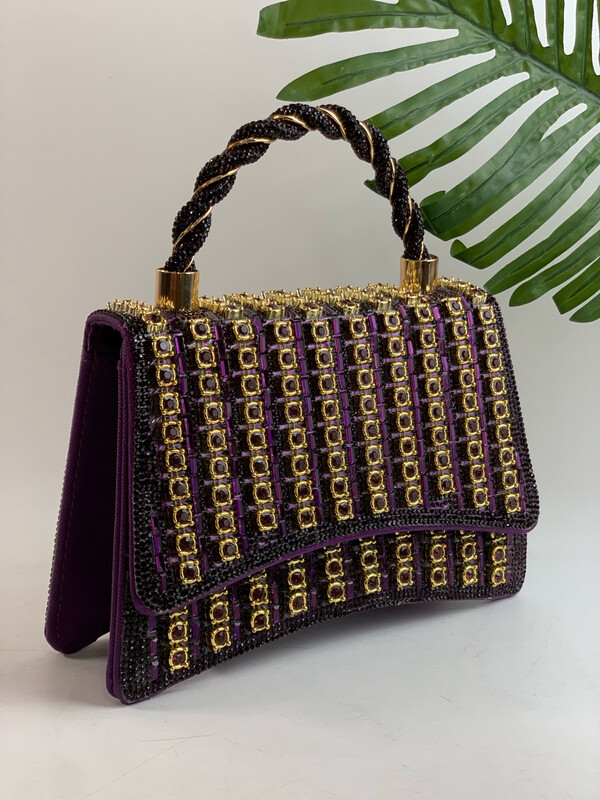 Purple Detailed Bag Clutch