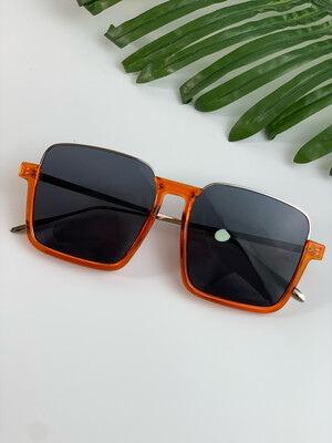 Orange Opaque Square Sunglasses