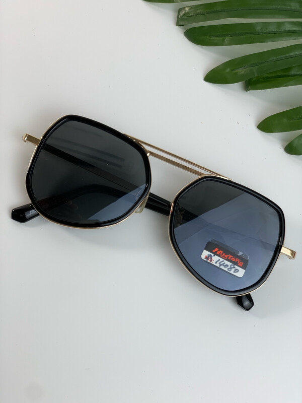 Black Gold Brown Line Sunglasses
