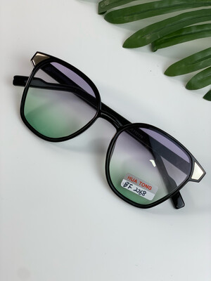 Black Silver Detailed Green Ombré Glasses