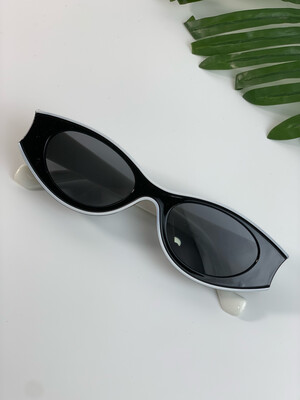 Black And White  Oval Sunglasses