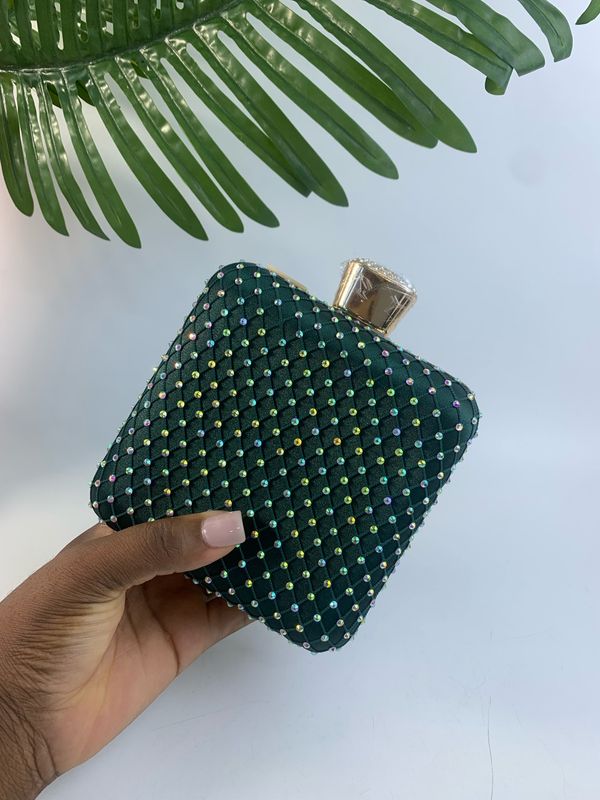 Green Stoned Square Clutch