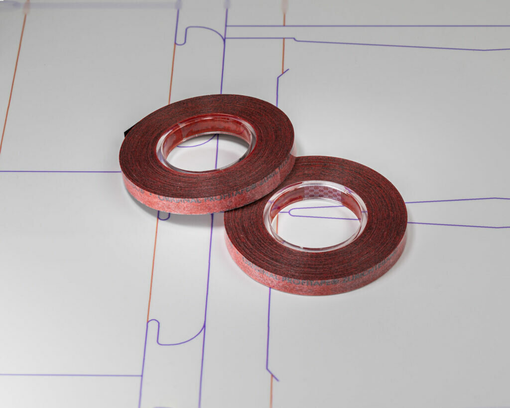 50 Micron (.002") x 1/4" x 82 ft - Red Self Adhesive Profit Spot Up Shim Tape 1 Roll