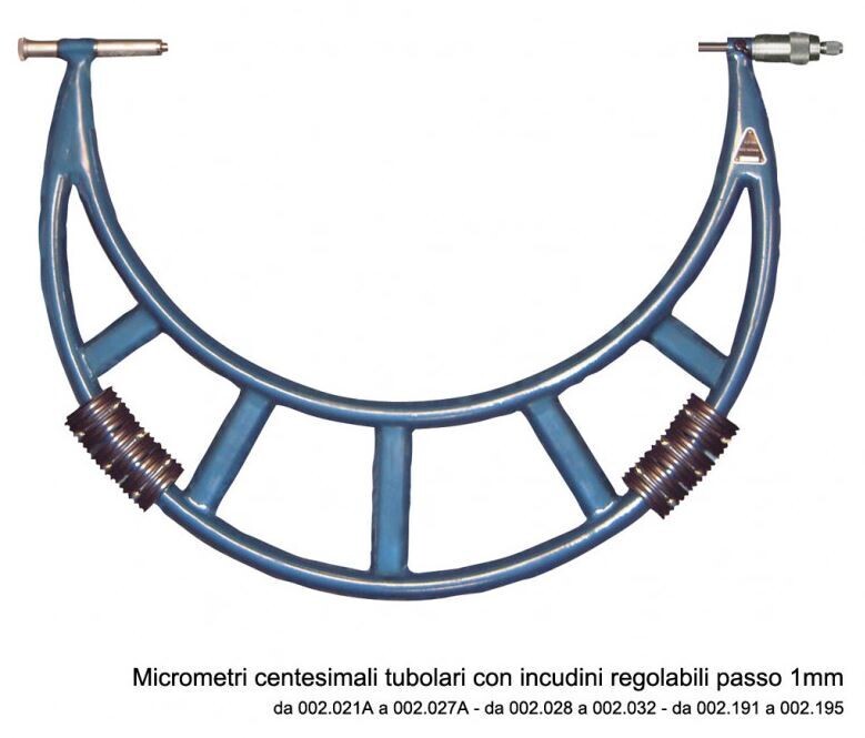 Micrometri centesimali tubolari con incudini regolabili
