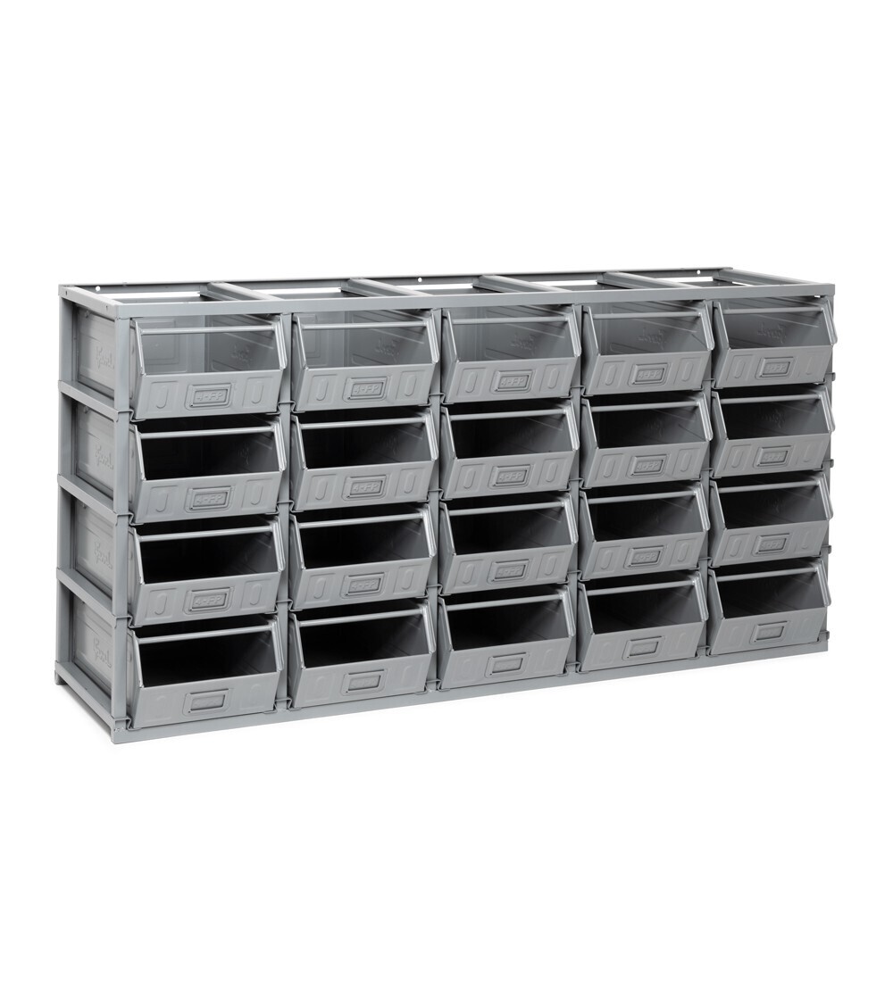 SCAFFALE CON CONTENITORI IN METALLO