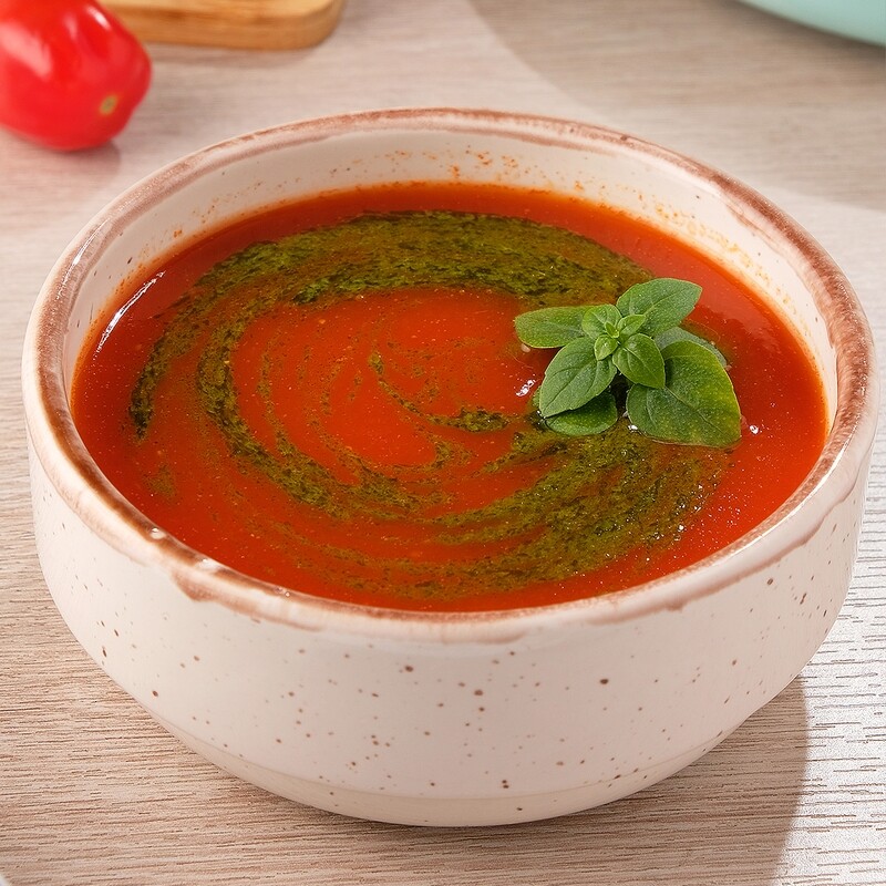 Суп-пюре из печёных томатов и перца