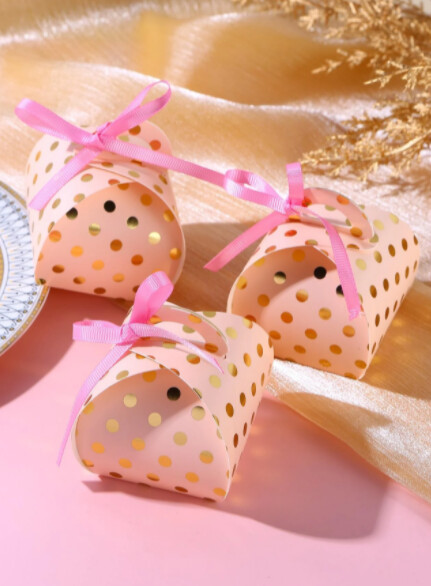 20 boîtes rose  a dragée  à pois