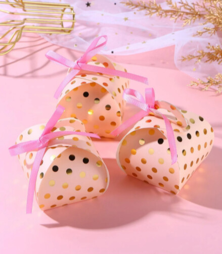 10 boîtes rose  a dragée  à pois