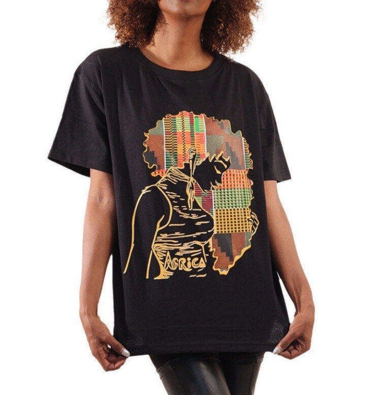 Kente Africa Map Hair Tshirt