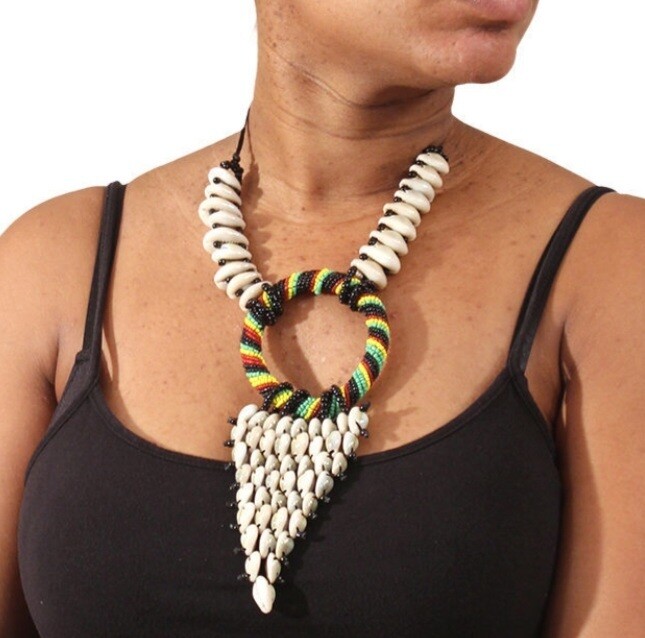 Bead &amp; Cowrie Shell Necklace