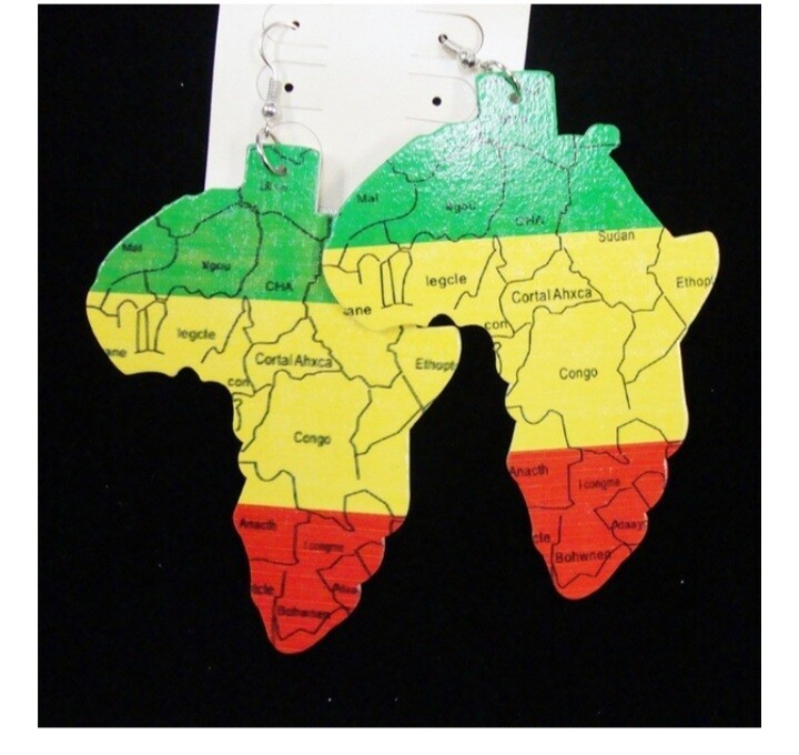 Map of Africa Wood Earrings