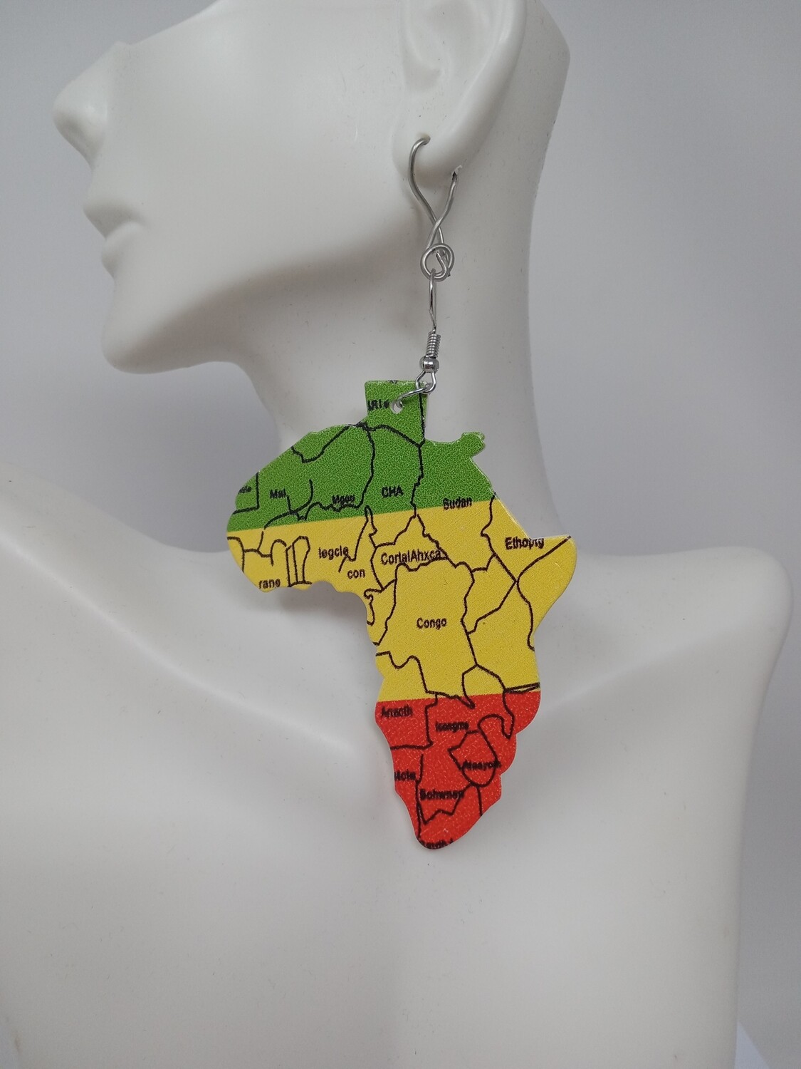 Map of Africa Wood Earrings