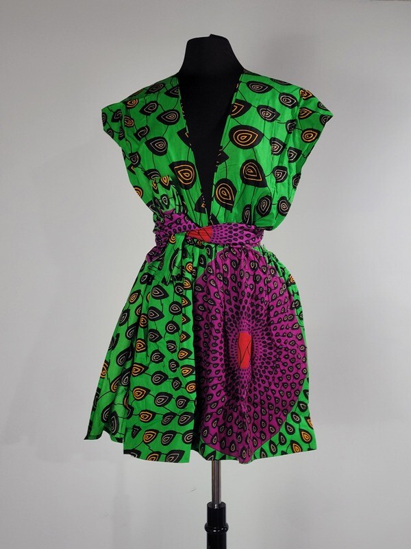 Green/Purple Shorts Romper