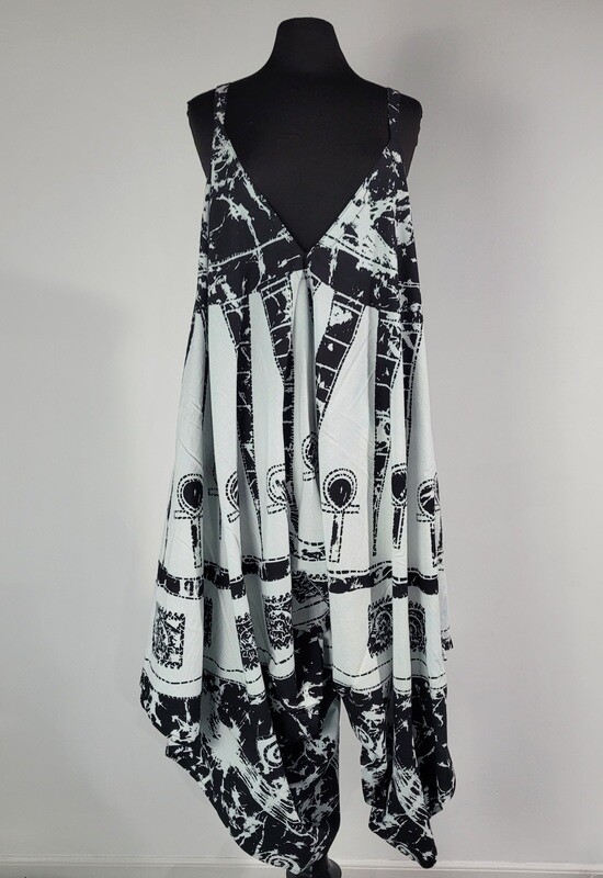 Ankh Symbol B/W Palazzo Pant Jump