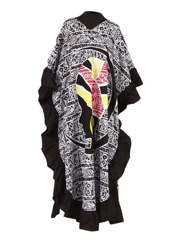 Mud Print Frill Kaftan w Color