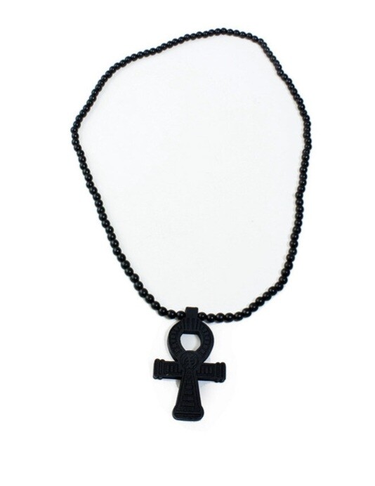 Beaded Wood Gye Nyame
Ankh Necklace
(5 colors), Beaded Wood Gye Nyame Ankh Necklace (5 colors): Black