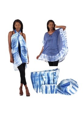 Blue Tie Dye Dashiki, Hat &amp; Handbag set